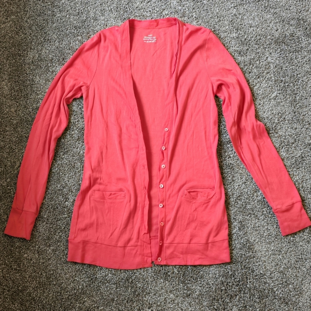 J. Crew Orange Cardigan Lightweight Knit Sweater